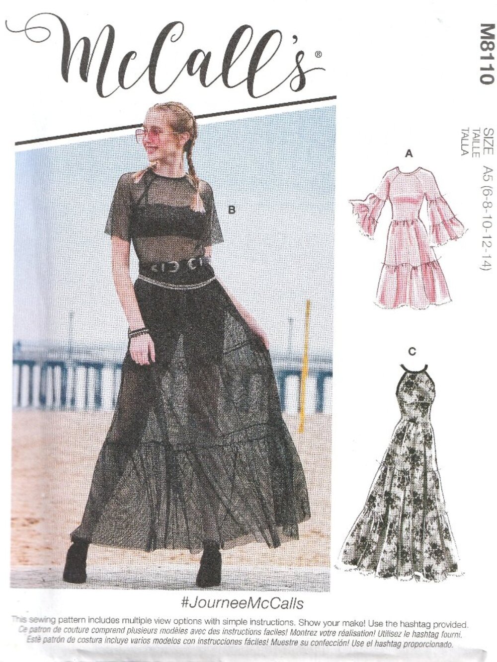 McCall's M8110 sewing pattern for DRESS in sizes 6 8 10 12 14 from 2020